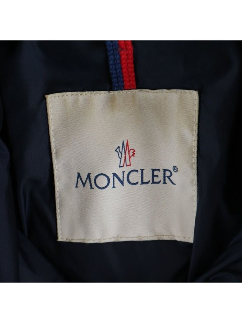 Moncler Flammette Down Coat Nylon Hood Navy - Picture 8 of 8